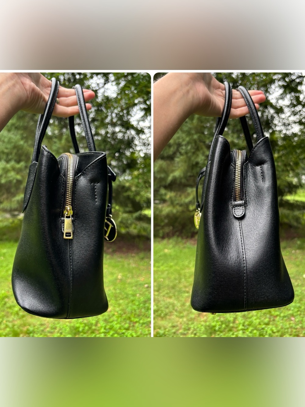 Furla Black Leather Satchel Handbag EUC - Picture 11 of 16